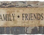 Celebrate Family Friends Traditions Country Primitive Inspirationl Sign Aged Muslin Wall Hanging