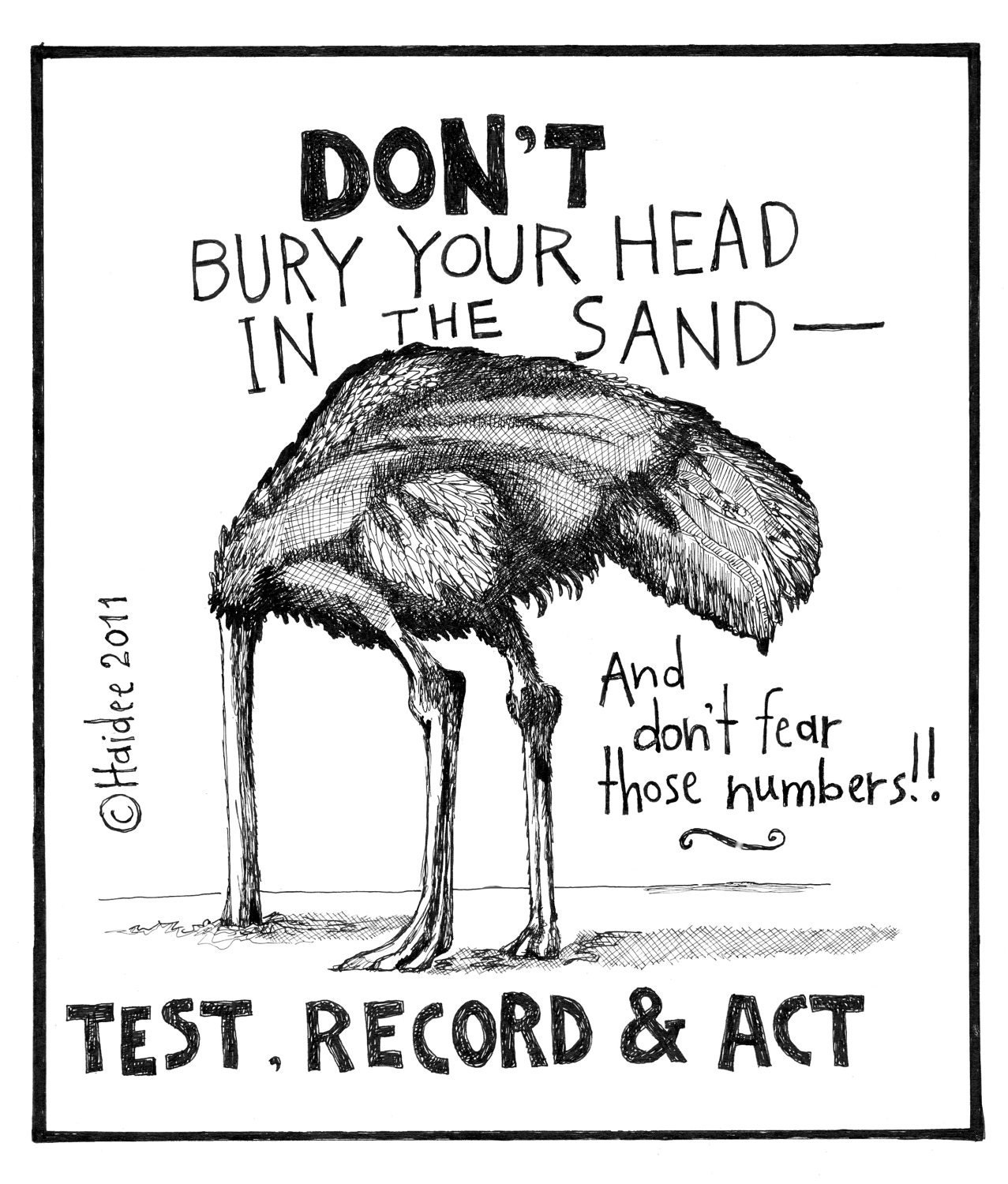 Stick Your Head in the Sand Pen & Ink by BirdWingPress on Etsy