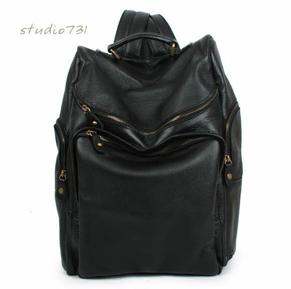 Chic Style Leather Backpack - Black