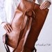 Square Shape Leather Backpack - Tan Brown