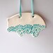 Ceramic Pig Ornament Hanging pig sign turquoise lace piggy