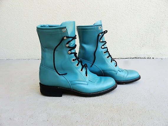 Vintage combat teal blue Dr. Marten style boots