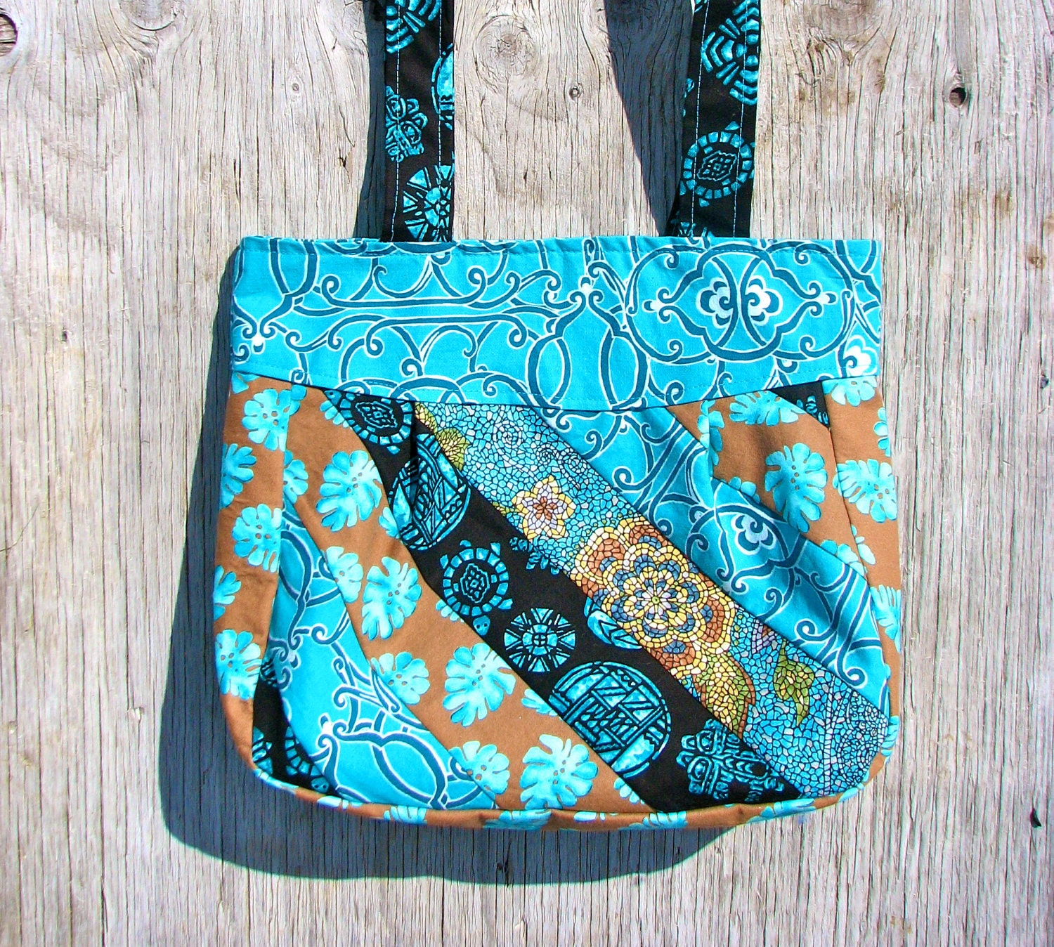 Reserved for Anolani - Purse Bohemian Turquoise Black Brown Bag Patchwork