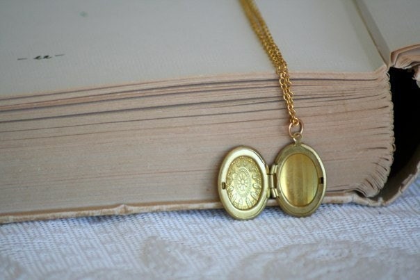 Ornate Patina Locket in Brass by Two Little Doves