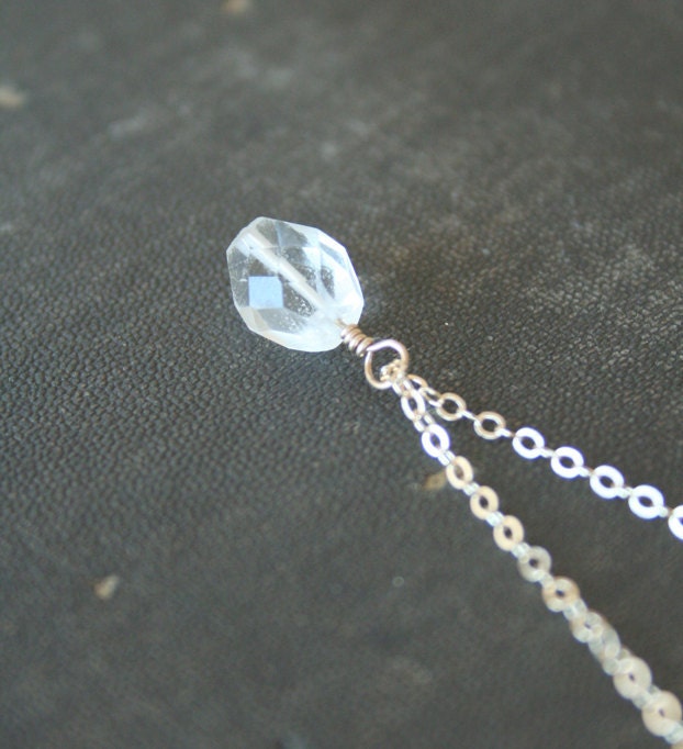 Icicle - A gold filled simple clear drop necklace - on a 14K gold filled chain.