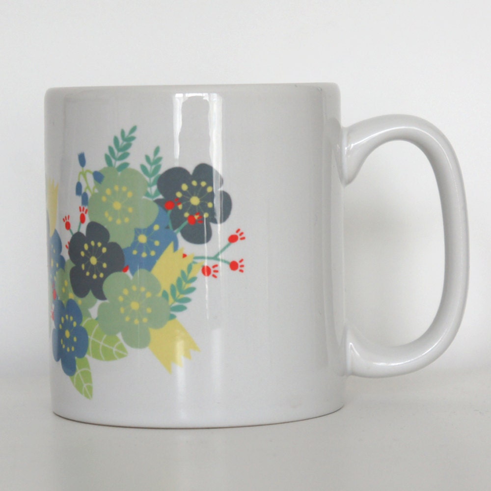 Ceramic Coffee Mug with Flower Design