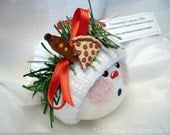 Pizza & Pop Snowman Ornament Christmas Tree Bulb Hand Painted Glass Snowball faceThemed Personalized