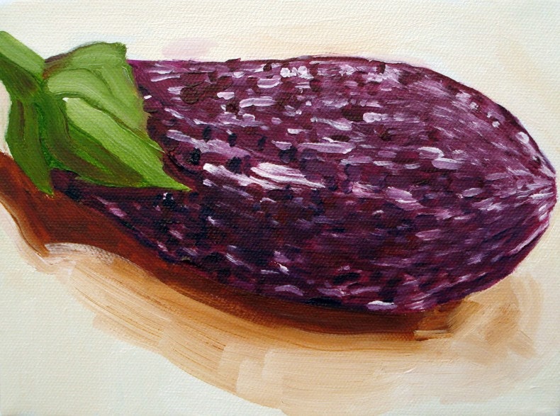 Graffiti Eggplant, 8x6 oil painting
