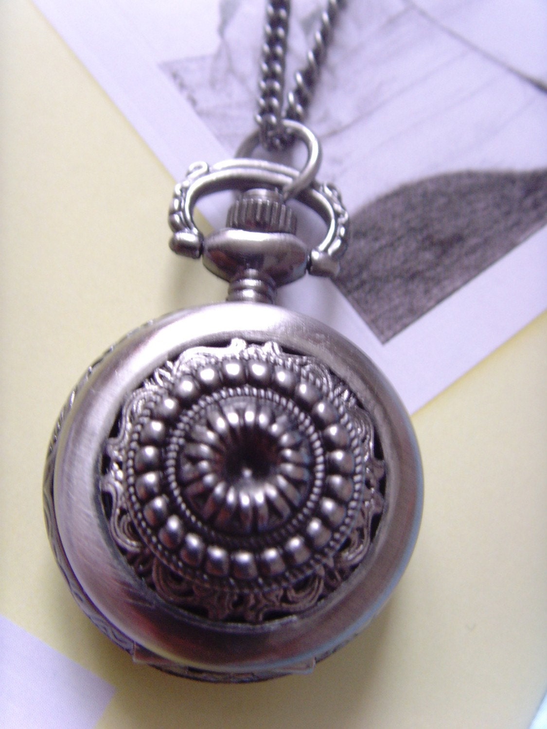New collection old silver tone little pocket watch 28 inches necklace chain with gift box