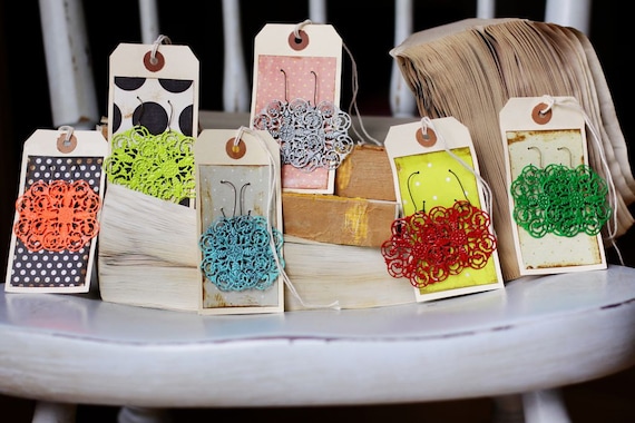 EDNA- Large Filigree Earrings - CHOOSE Your Own Color - Great For Teacher Gifts or Family Pictures or Stocking Stuffers