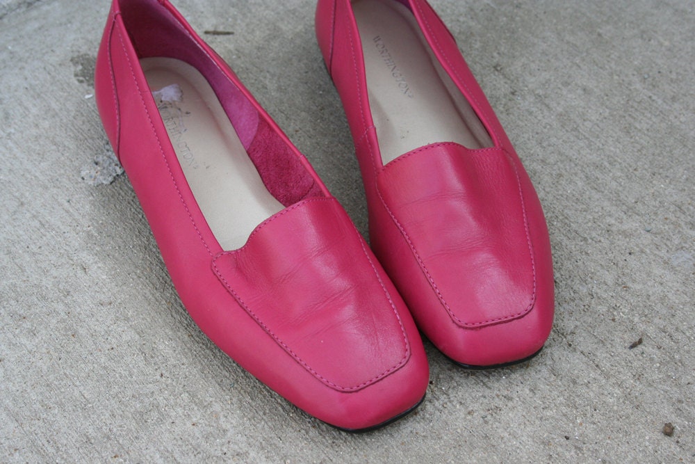 80s Leather Hot Pink Flats Size 7 Euro 37.5