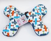 The Butterfly Pillow - Infant to Adult Head and Neck Support Pillow in Bright Airplanes