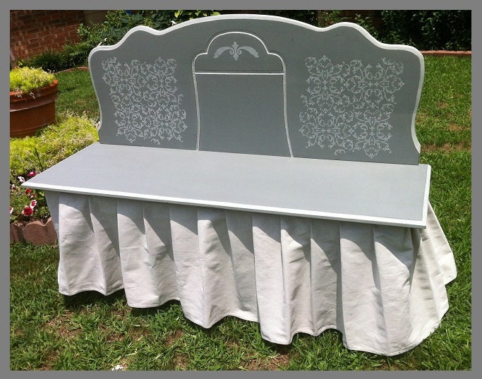 Beautiful Bench with Skirt made from a 1920's Headboard