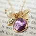 Customize Leaf Initial Orchid Necklace, Lilac Briolette, Freshwater Pearl, Monogram, Wedding, Personalized Gift, Bridesmaids, Valentines Da