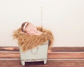 SALE - Camel Faux Fur Photography Prop - Soft, Cozy, Cuddly Faux Fur Nest - Perfect Newborn Photography Prop - Plush Long Pile