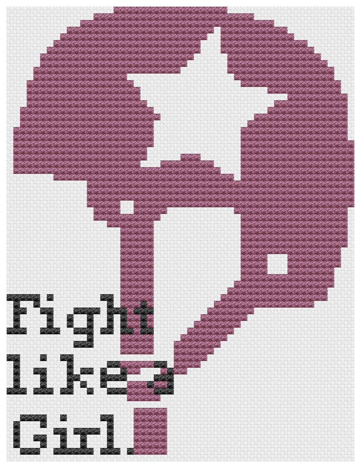 cross stitch pattern  Fight like a girl  rollerderby