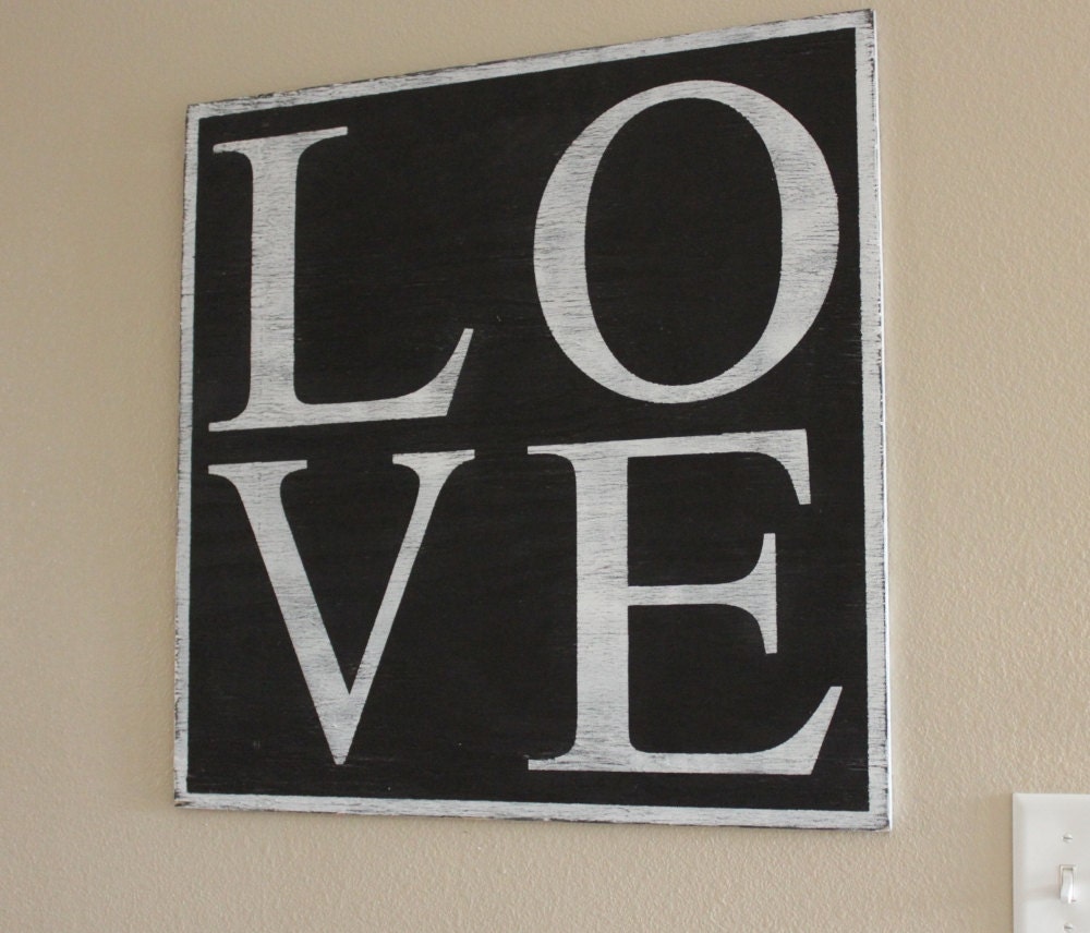 LOVE - Large Rustic Wood Sign 24"X24"