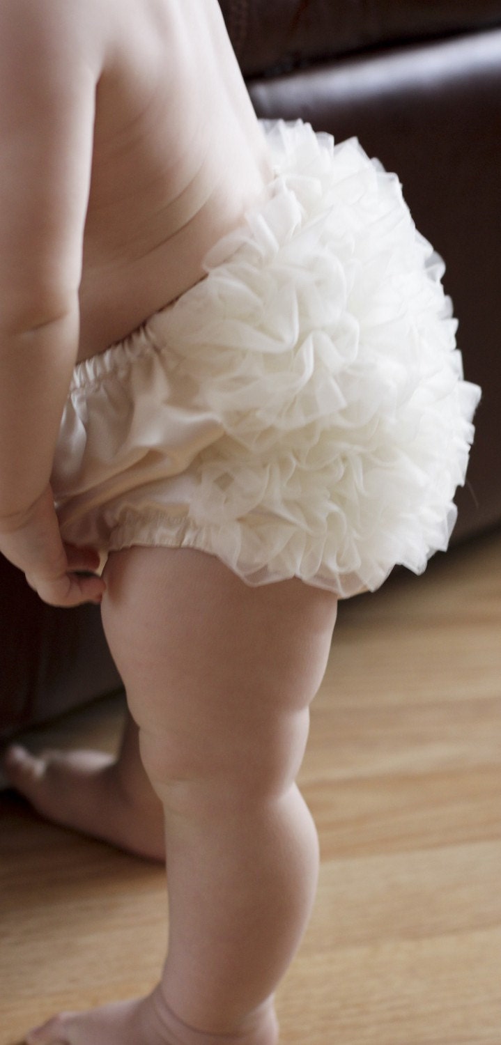 Ruffle Bloomers - Ivory Satin Chiffon - Various Colors Available