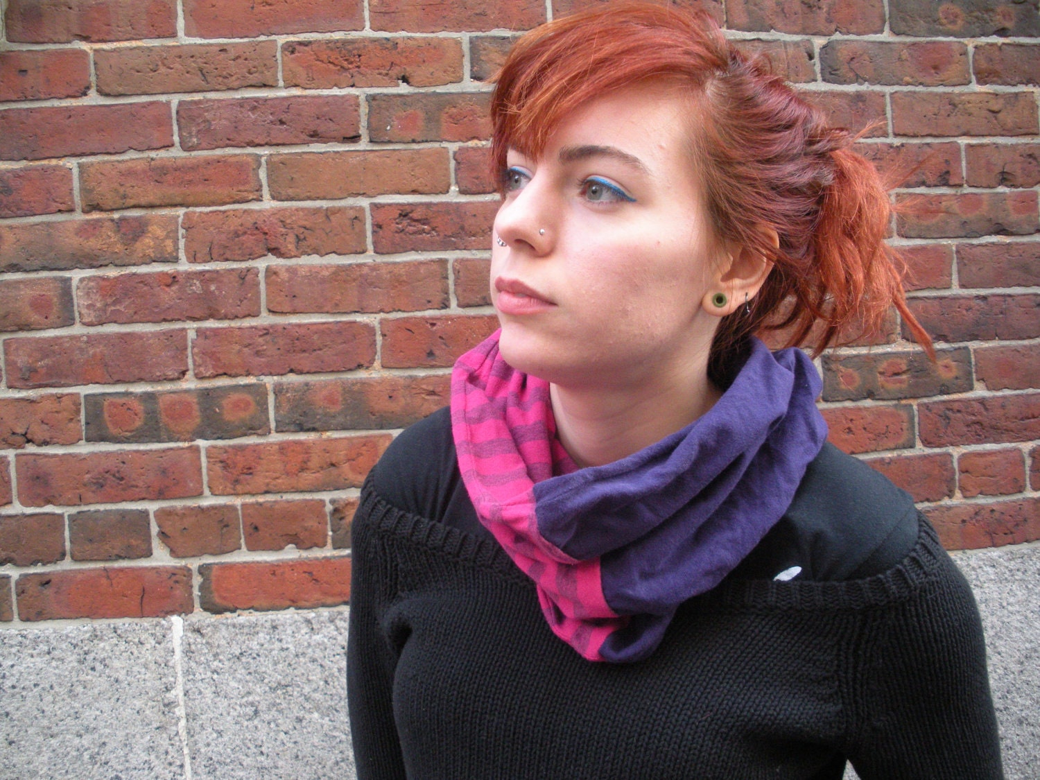 Upcycled T-Shirt Cowl - Pink and Purple ONE OF A KIND