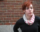 Upcycled T-Shirt Cowl - Black and Red Stripes ONE OF A KIND