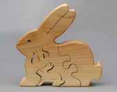 Rabbit Puzzle Wooden Waldorf toy for Kids Boys and Girls Organic Gift Stocking Stuffers