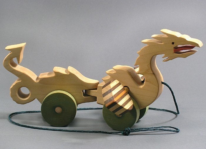 Dragon Pull Toy Animated Wooden Toy for Toddlers  Kids Girls and Boys