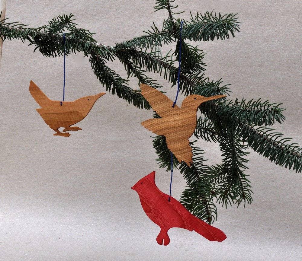 Wooden Bird Christmas Ornaments Party Favors Decorations Stencils Silhouettes Gift Tags Mobiles
