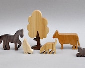 Farm Animal Set Wooden Block Toys for Children Kids Toddlers Girls Boys Wooden Toy Farm