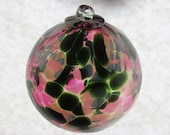 Large Hand Blown Glass Spirit/ Friendship/Witch Ball Green and Pink