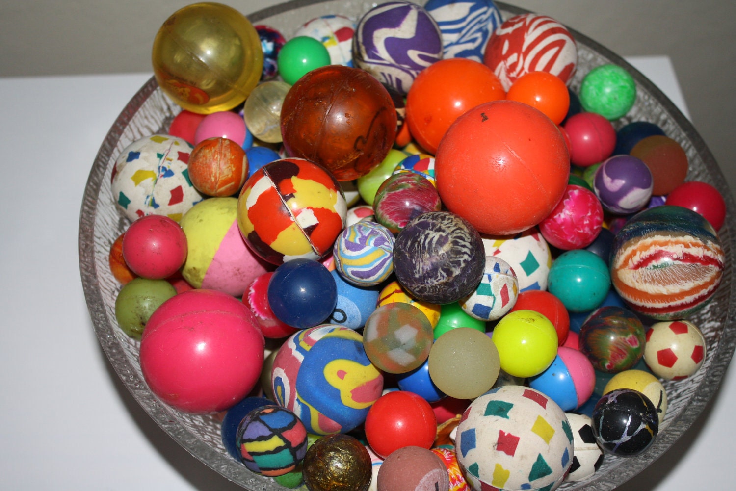 Items similar to Vintage Bouncy Balls Bowl of colorful one of a kind bouncy balls large and