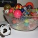 Vintage Bouncy Balls Bowl of colorful one of a kind bouncy balls large and small Retro art panton
