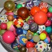 Vintage Bouncy Balls Bowl of colorful one of a kind bouncy balls large and small Retro art panton