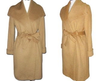 Shawl Collar Wool Coat with Belt/ 20 Colors/ Any Sizes