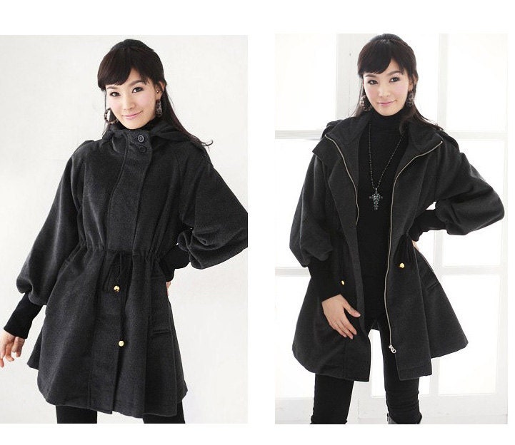 Leisure Style Zipper  Wool Hoodie/ Winter Coat/ 9 Colors / Any Size