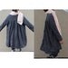 Free Style Pleated Linen Long Jacket/ Cape/ Black