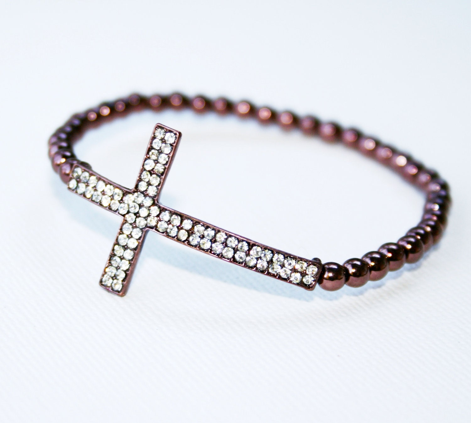 Chocolate Crystal Cross Bracelet