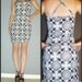 SM Vtg 80s Black and White Geometric Circle Square Optical ART Illusion Backless Bodycon Bandage Mini Dress