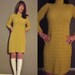 XS S Vtg 70s Jonathan Logan Turtleneck Mustard Gold Knit Crochet Pointelle Sweater Mini Dress