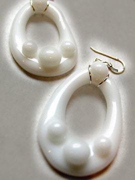 Signature Fused Glass Dot Wire Wrap Hoop Earring - White