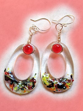 Multi-Colored Confetti - Fused Glass Hoop Earrings