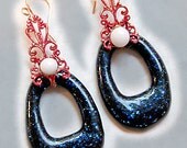Funky Patriotic Fused Glass Hoop Earrings