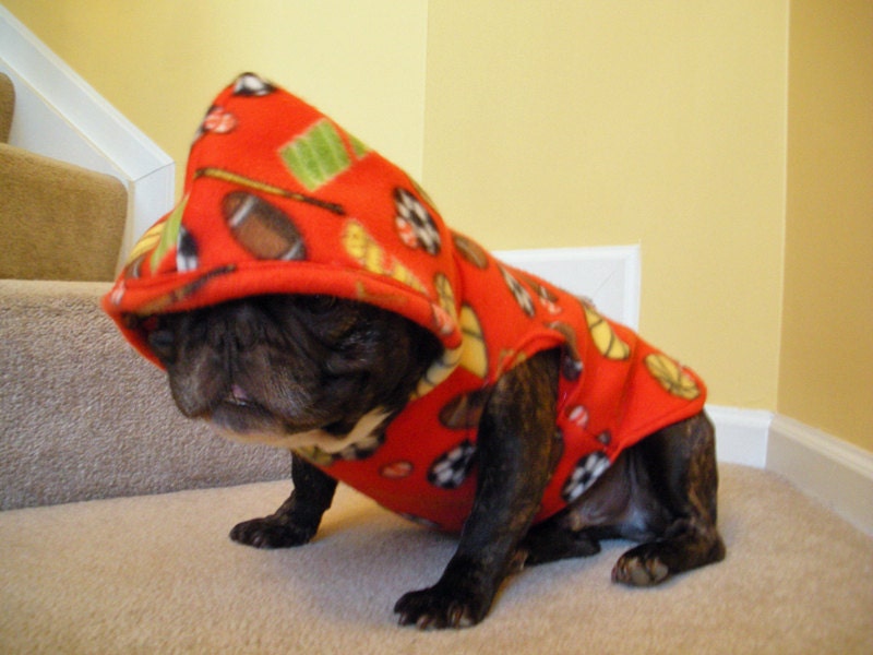 French Bulldog Red Fleece Sports Hoodie by TheFabFrenchie on Etsy