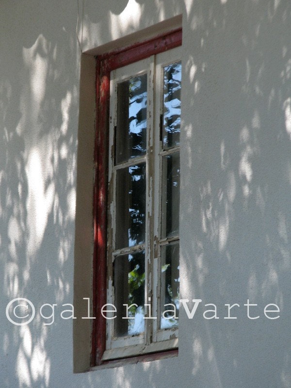 Red and withe window photo print - Shadows around the red - fine art photography - europeanstreetteam