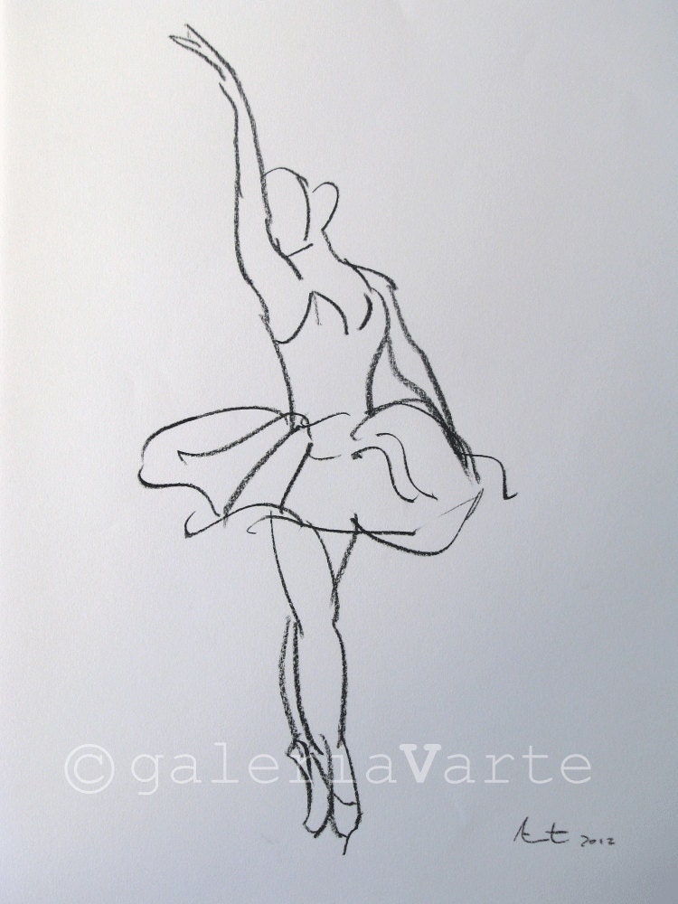 Charcoal Drawing Swan Lake Ballet Original By Galeriavarte 