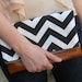 Foldover Chevron Clutch, Bag, zig zag, Purse, black and white