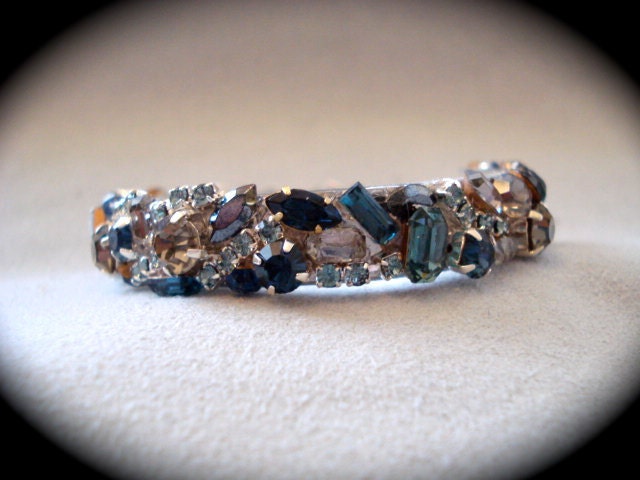 Midnight Blue Swarovski Crystal Cuff by The Crystal Rose