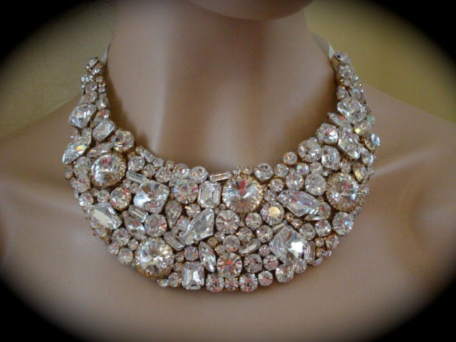 Chunky Swarovski Bridal Bib Necklace, bridal necklace, wedding necklace, bib necklace, wedding bib necklace