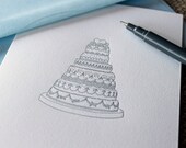 letterpress greeting card - ornate wedding cake