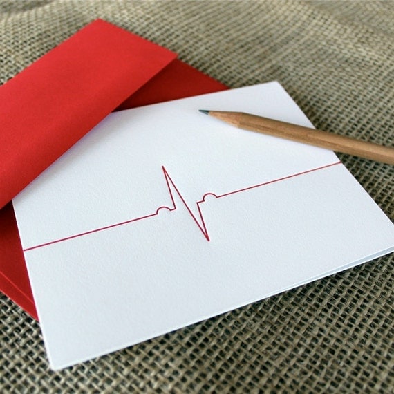 letterpress valentine - heartbeat