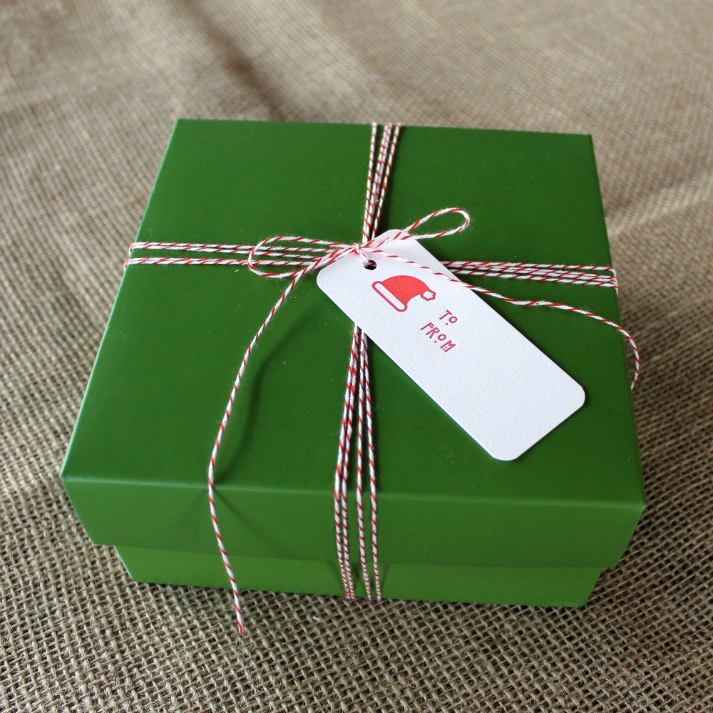 letterpress gift tags (set of 10) - red Santa hat